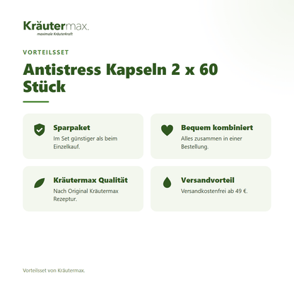 Antistress Kapseln 2 x 60 Stück von Kräutermax – Vorteilsset, im Set günstiger