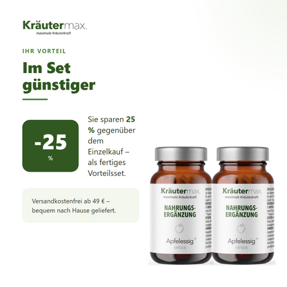 Apfelessig Kapseln 2 x 60 Stück – Ihr Vorteil: 25 % sparen gegenüber Einzelkauf