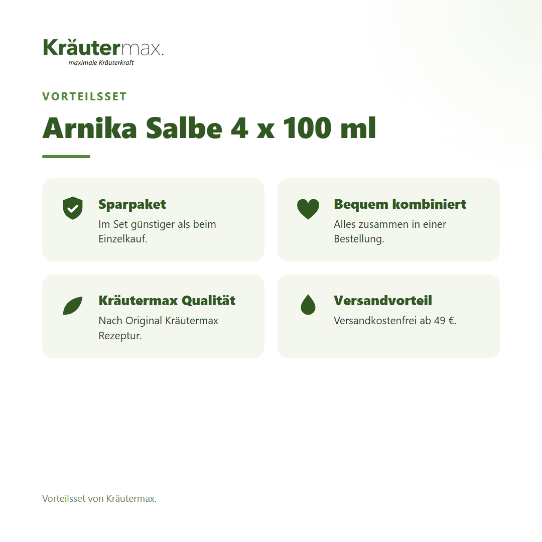 Arnika Salbe 4 x 100 ml von Kräutermax – Vorteilsset, im Set günstiger
