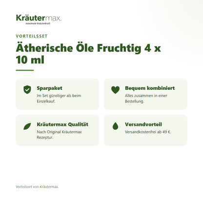 Ätherische Öle Fruchtig 4 x 10 ml von Kräutermax – Vorteilsset, im Set günstiger