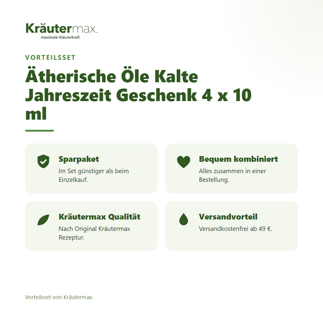 Ätherische Öle Kalte Jahreszeit Geschenk 4 x 10 ml von Kräutermax – Vorteilsset, im Set günstiger