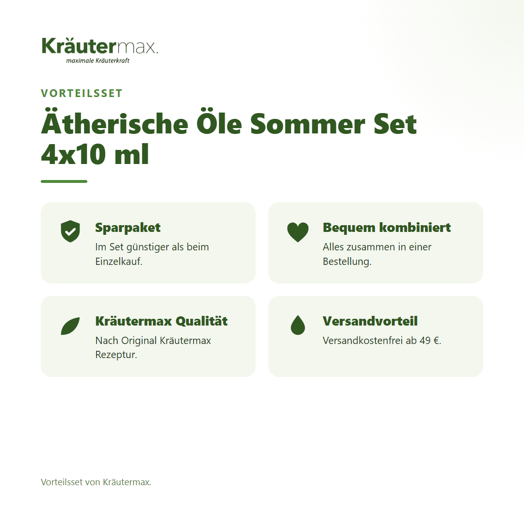 Ätherische Öle Sommer Set 4x10 ml von Kräutermax – Vorteilsset, im Set günstiger