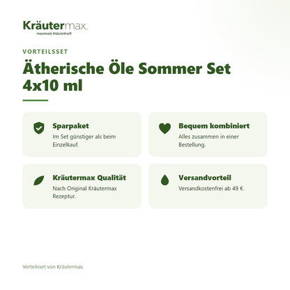 Ätherische Öle Sommer Set 4x10 ml von Kräutermax – Vorteilsset, im Set günstiger