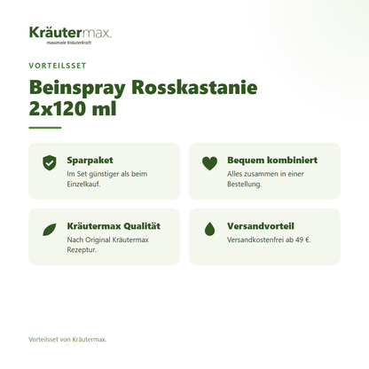 Beinspray Rosskastanie 2x120 ml von Kräutermax – Vorteilsset, im Set günstiger