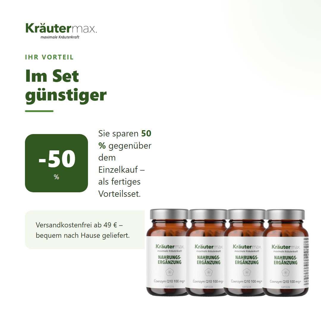 Coenzym Q10 100 mg+ Kapseln 4 x 60 Stück – Ihr Vorteil: 50 % sparen gegenüber Einzelkauf