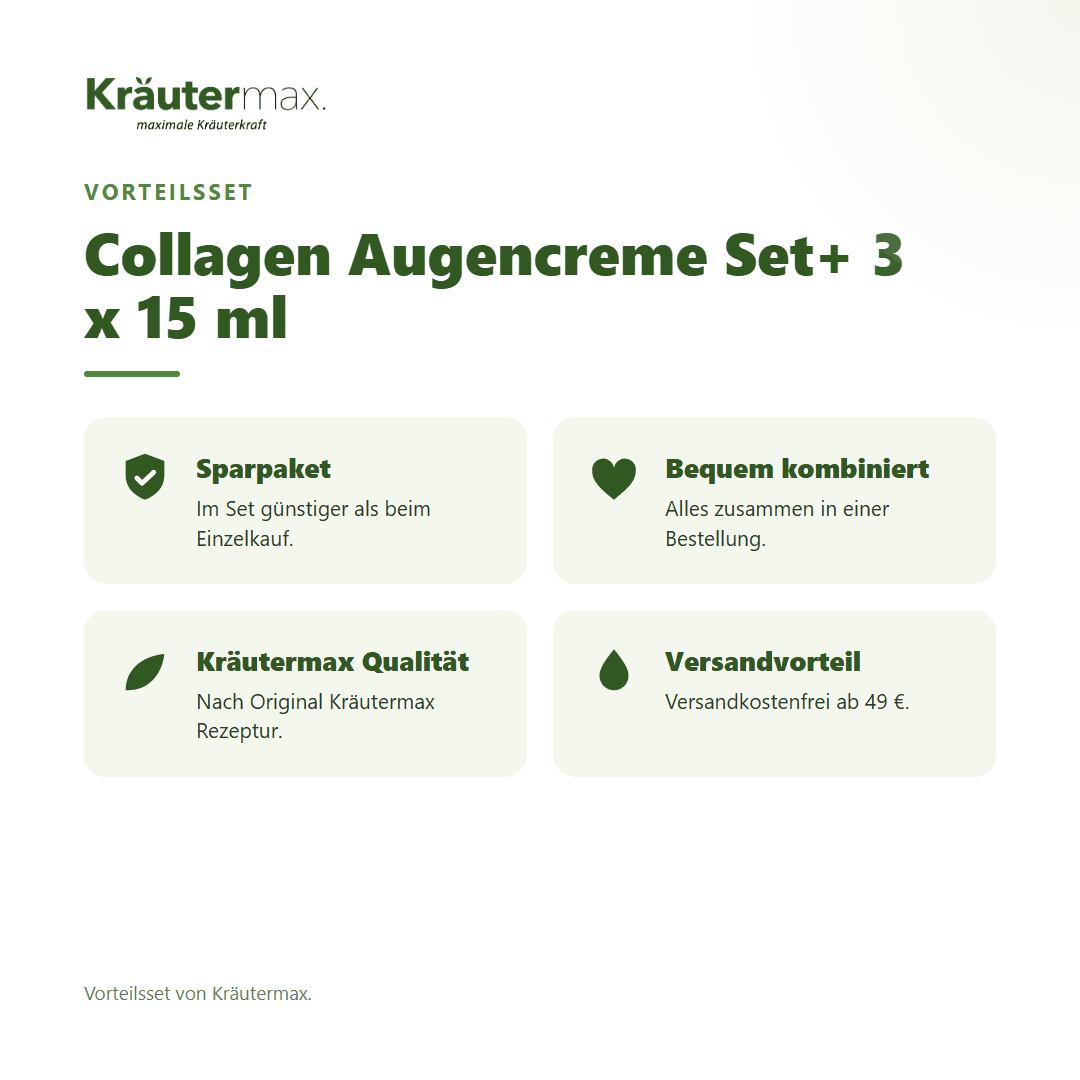 Collagen Augencreme Set+ 3 x 15 ml von Kräutermax – Vorteilsset, im Set günstiger