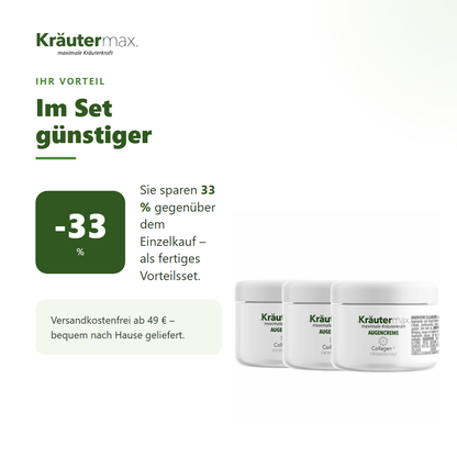 Collagen Augencreme Set+ 3 x 15 ml – Ihr Vorteil: 33 % sparen gegenüber Einzelkauf