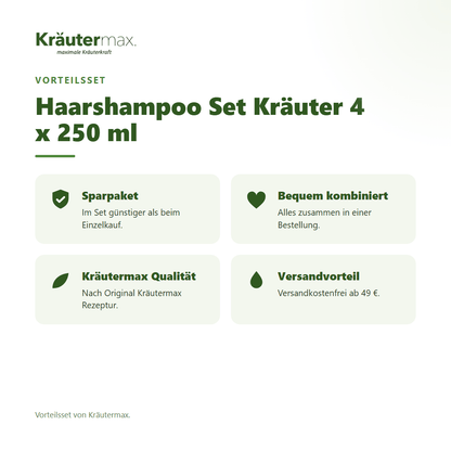 Haarshampoo Set Kräuter 4 x 250 ml von Kräutermax – Vorteilsset, im Set günstiger
