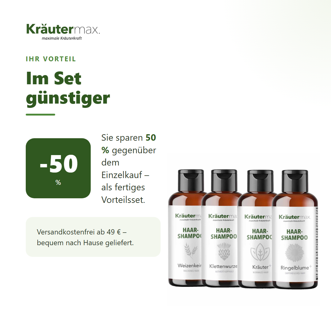 Haarshampoo Set Kräuter 4 x 250 ml – Ihr Vorteil: 50 % sparen gegenüber Einzelkauf