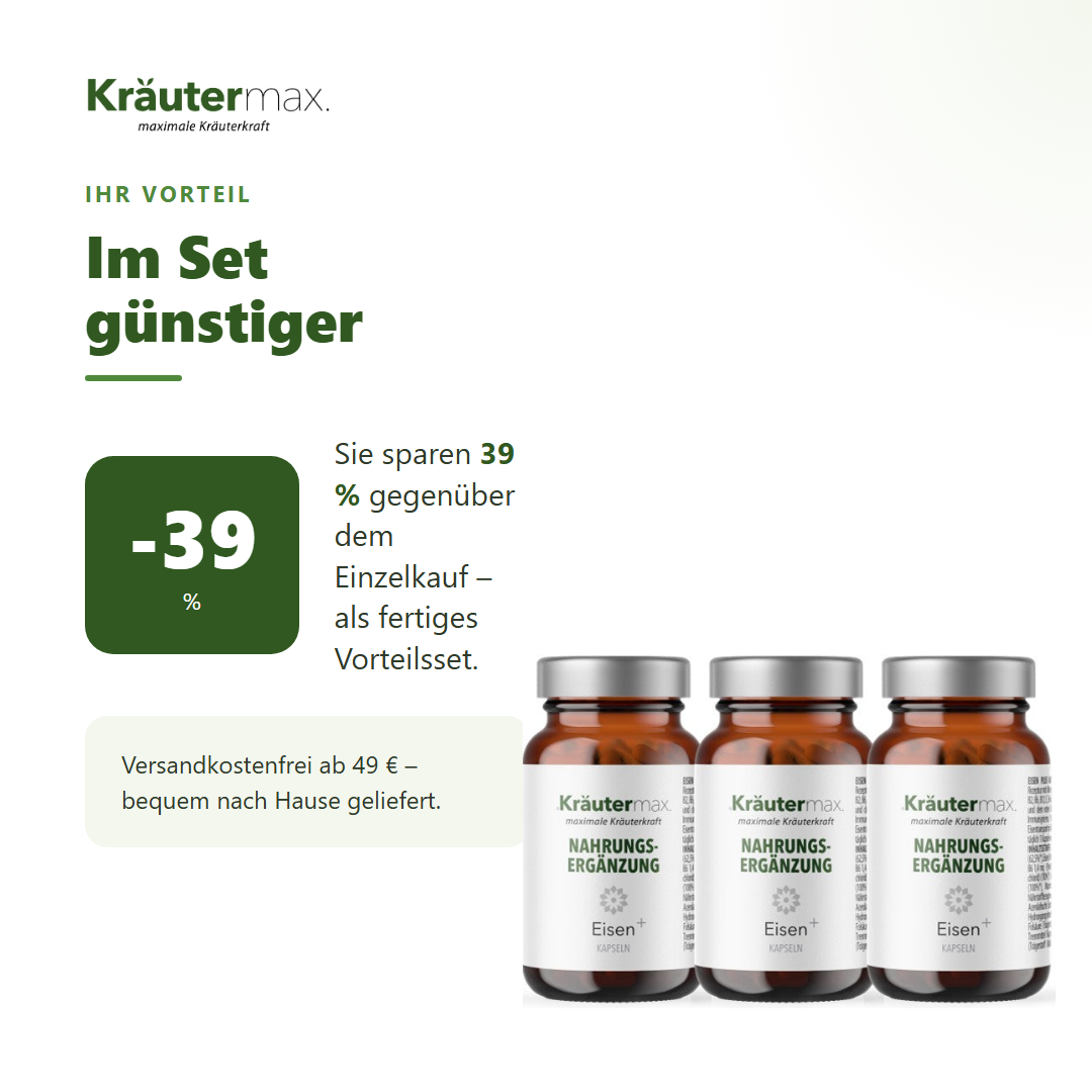 Eisen mit Vitamin C Kapseln 60 Stück – Ihr Vorteil: 39 % sparen gegenüber Einzelkauf