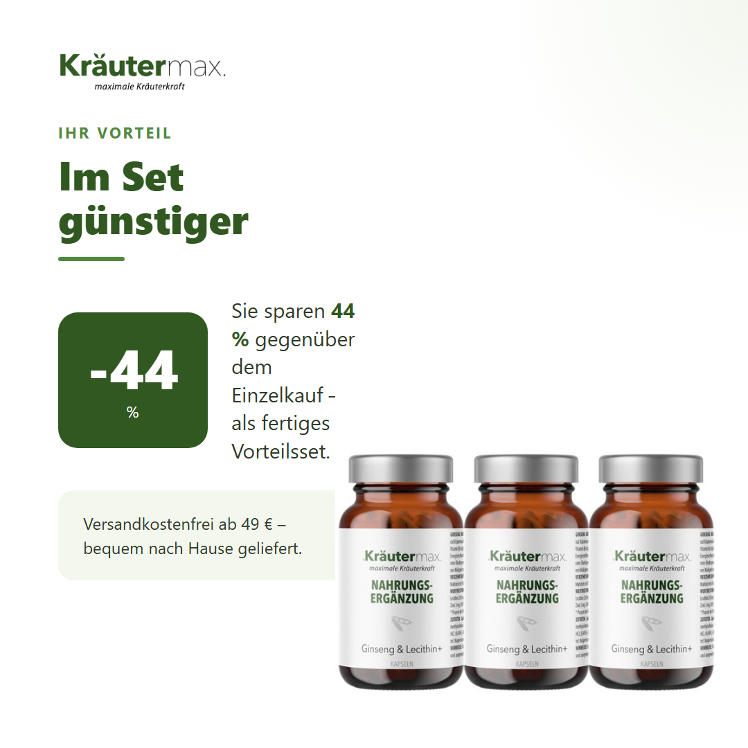 Ginseng und Lecithin+ Kapseln 3 x 60 Stück – Ihr Vorteil: 44 % sparen gegenüber Einzelkauf
