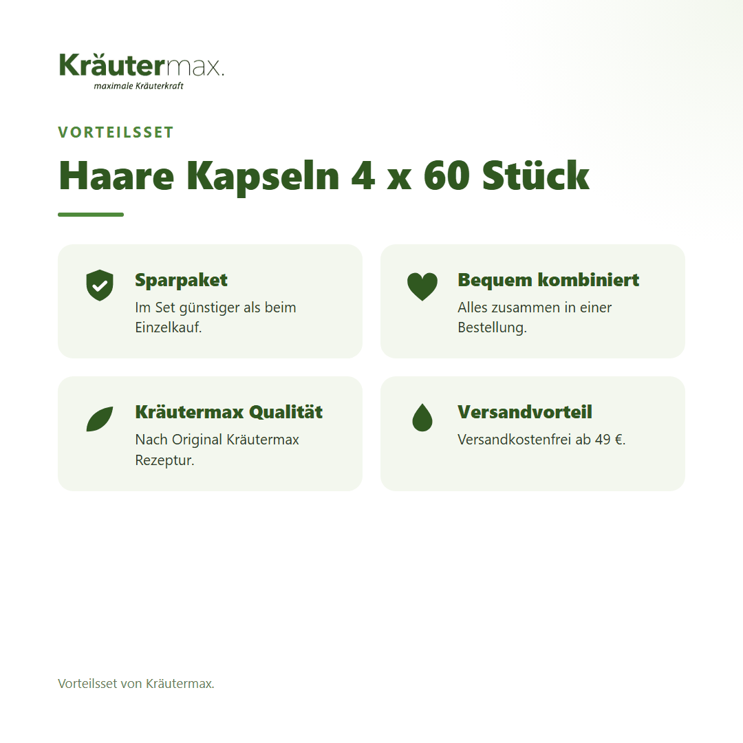 Haare Kapseln 4 x 60 Stück von Kräutermax – Vorteilsset, im Set günstiger