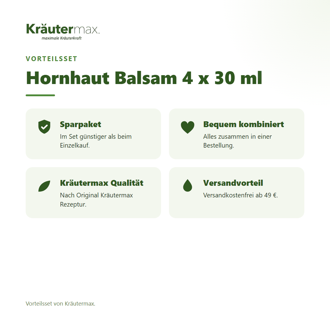 Hornhaut Balsam 4 x 30 ml von Kräutermax – Vorteilsset, im Set günstiger