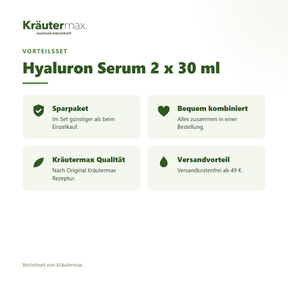 Hyaluron Serum 2 x 30 ml von Kräutermax – Vorteilsset, im Set günstiger