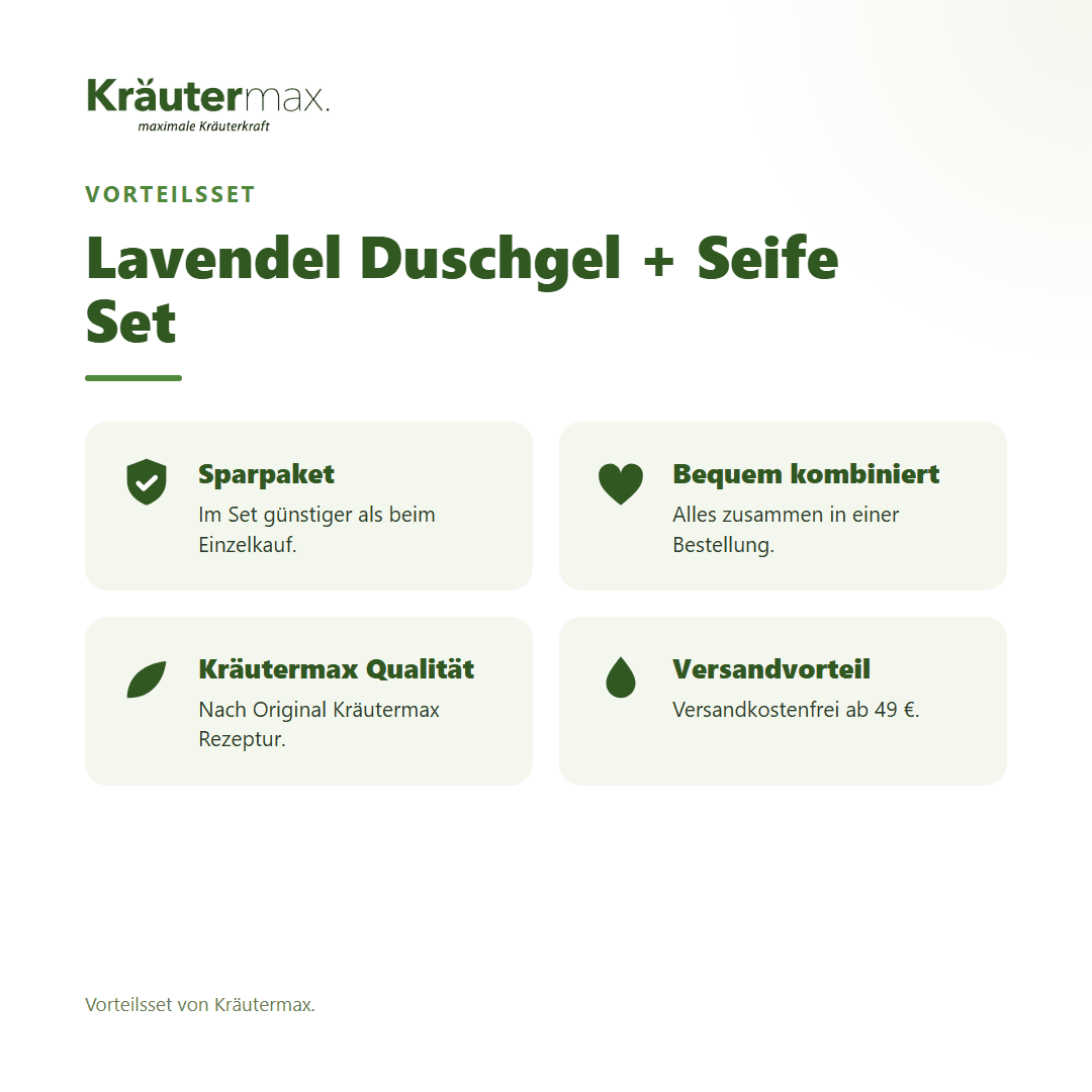 Lavendel Duschgel + Seife Set von Kräutermax – Vorteilsset, im Set günstiger