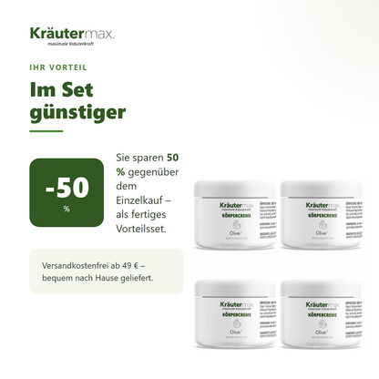 Oliven Körpercreme 4 x 200 ml – Ihr Vorteil: 50 % sparen gegenüber Einzelkauf