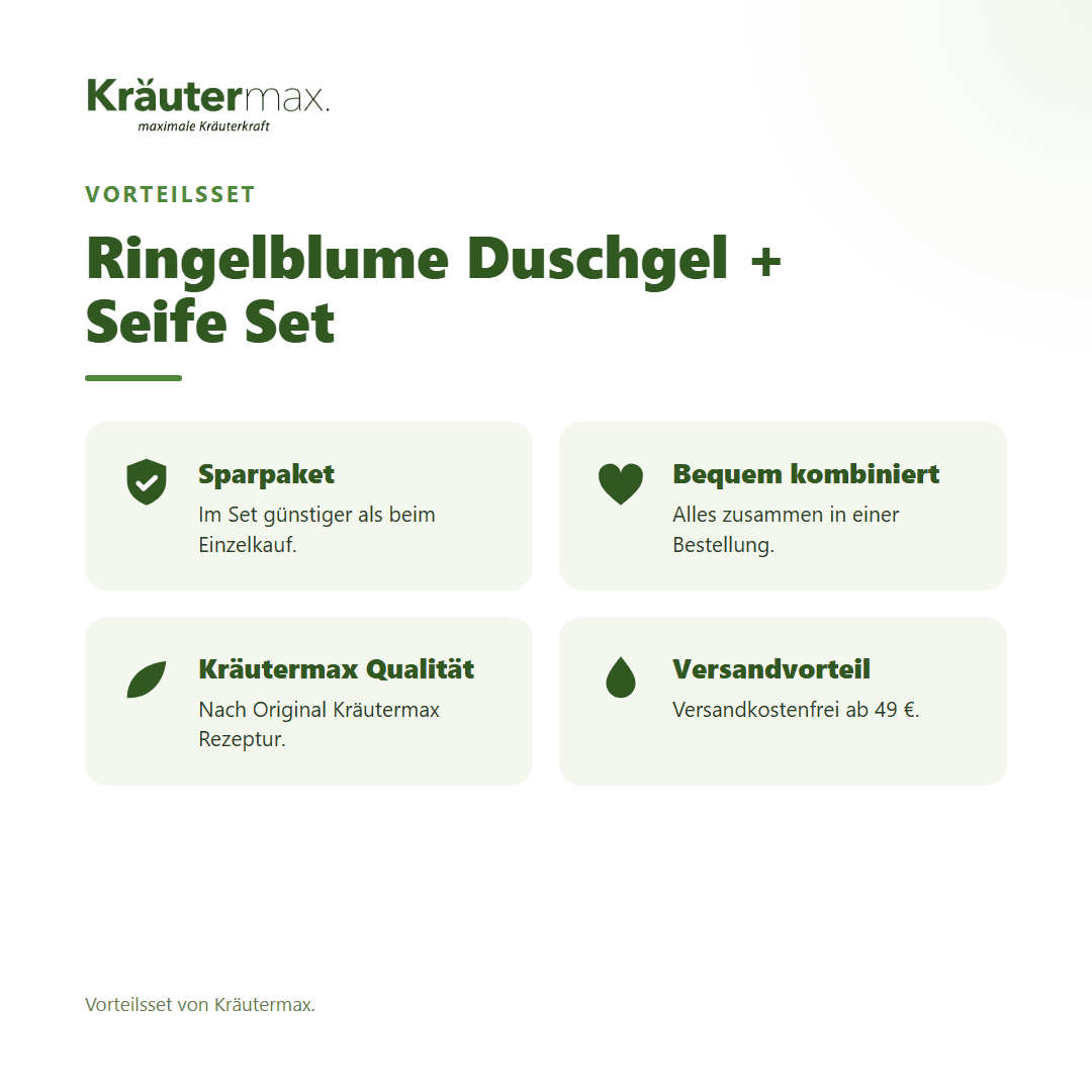 Ringelblume Duschgel + Seife Set von Kräutermax – Vorteilsset, im Set günstiger
