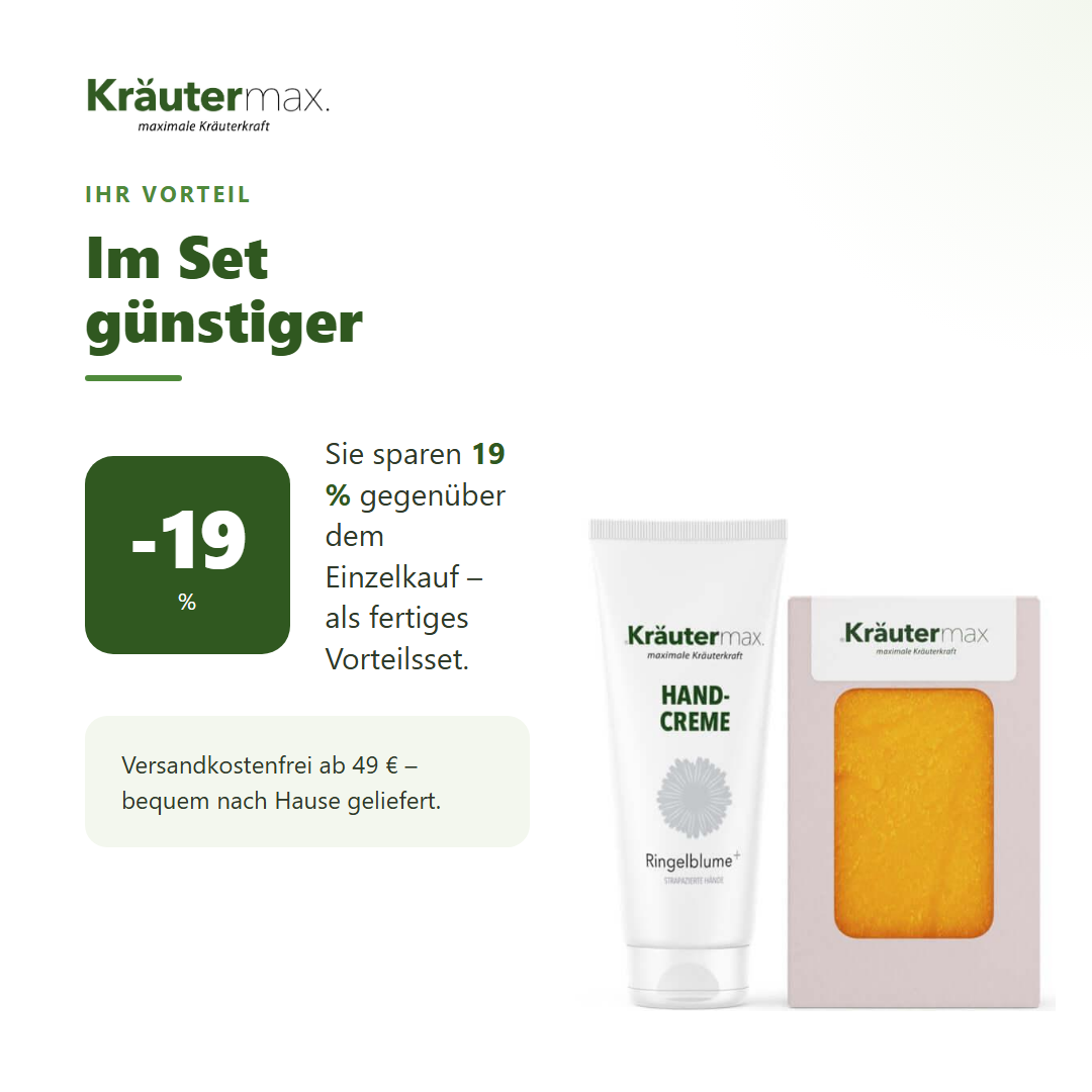 Ringelblumen Handcreme 1 x 70 ml + Ringelblume Seife 1 x 100 g – Ihr Vorteil: 19 % sparen gegenüber Einzelkauf