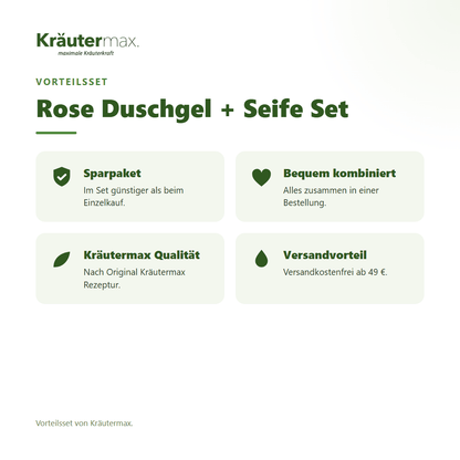 Rose Duschgel + Seife Set von Kräutermax – Vorteilsset, im Set günstiger