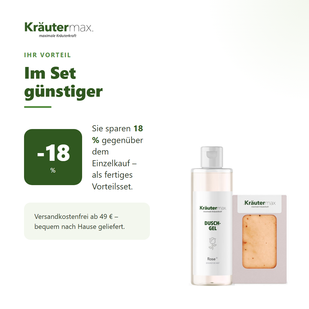 Rose Duschgel + Seife Set – Ihr Vorteil: 18 % sparen gegenüber Einzelkauf