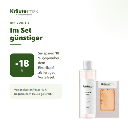 Rose Duschgel + Seife Set – Ihr Vorteil: 18 % sparen gegenüber Einzelkauf