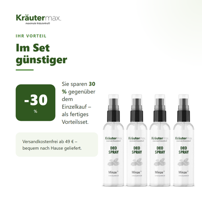 Minze Deo 4 x 100 ml – Ihr Vorteil: 30 % sparen gegenüber Einzelkauf