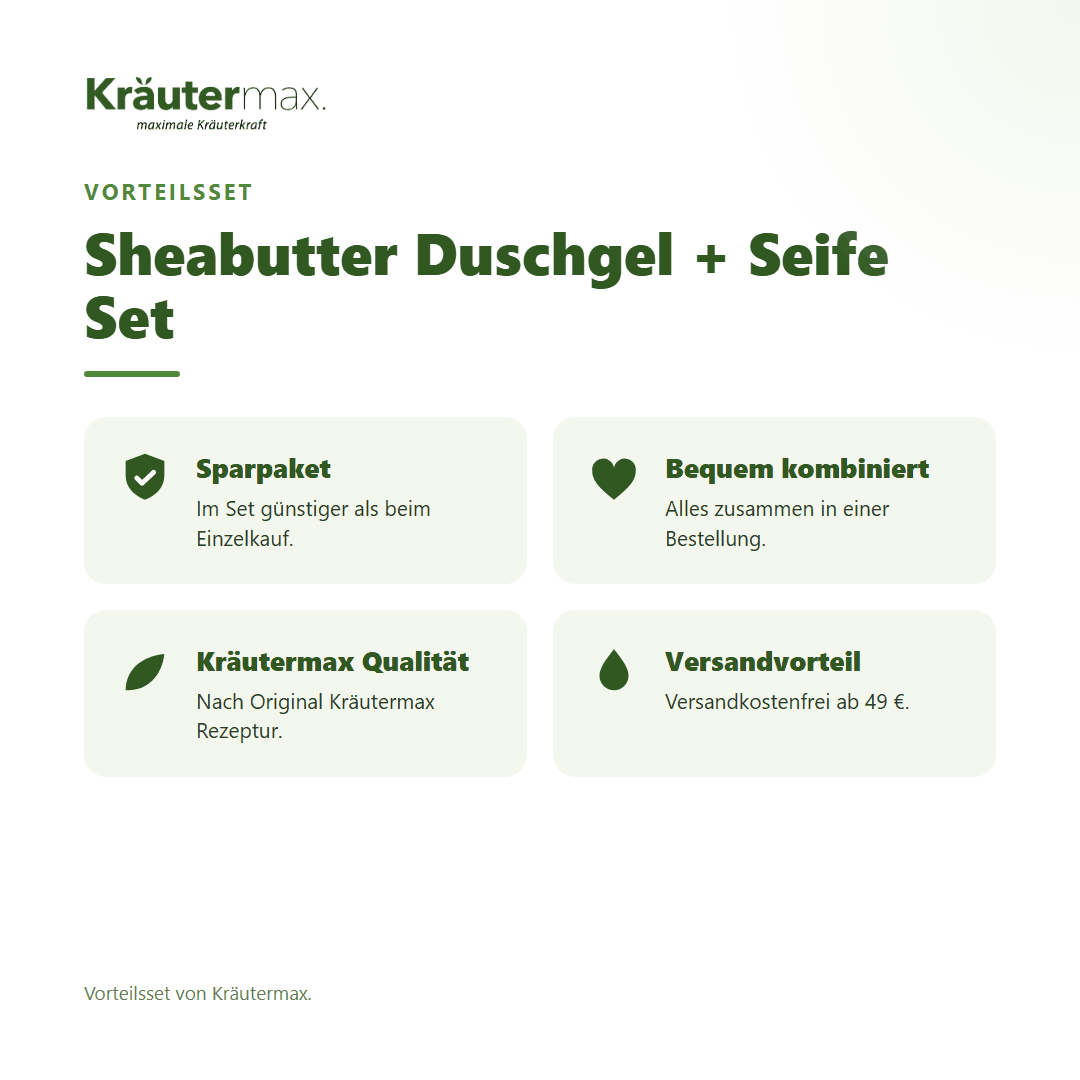 Sheabutter Duschgel + Seife Set von Kräutermax – Vorteilsset, im Set günstiger