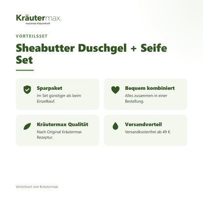 Sheabutter Duschgel + Seife Set von Kräutermax – Vorteilsset, im Set günstiger