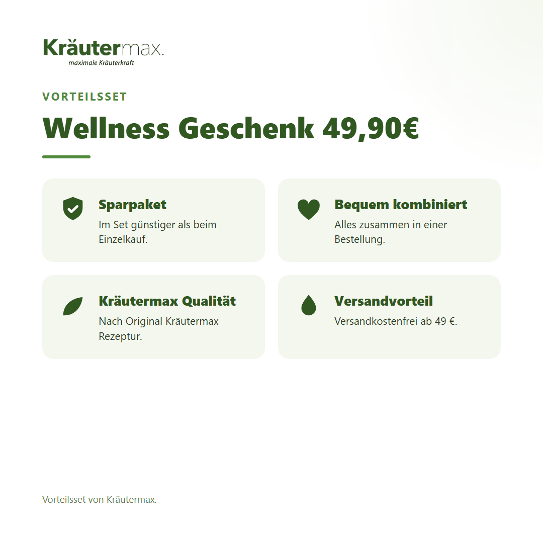 Wellness Geschenk 49,90€ von Kräutermax – Vorteilsset, im Set günstiger