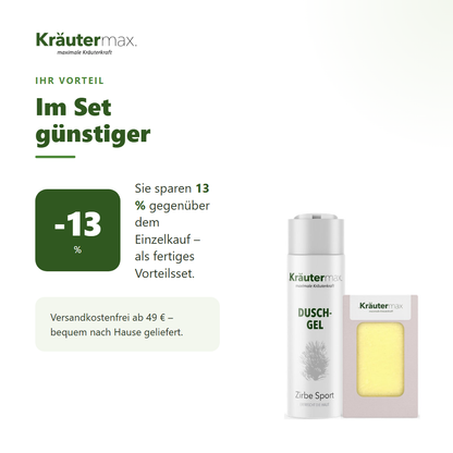 Zirbe Duschgel + Seife Set – Ihr Vorteil: 13 % sparen gegenüber Einzelkauf
