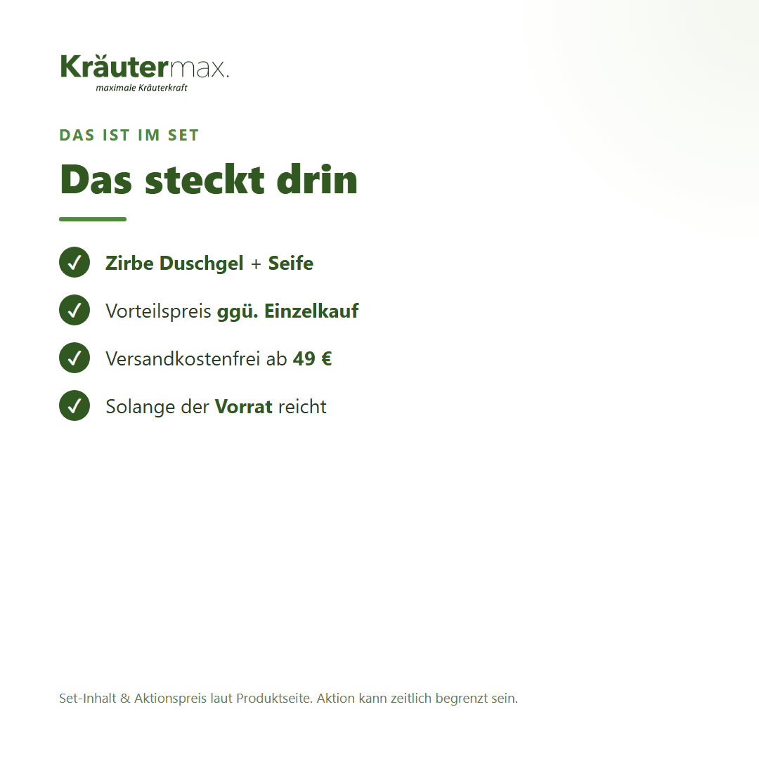 Zirbe Duschgel + Seife Set – Set-Inhalt und Vorteilspreis