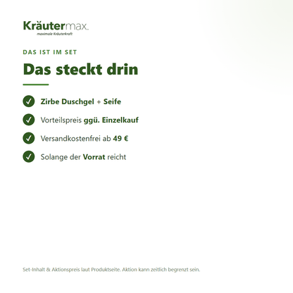 Zirbe Duschgel + Seife Set – Set-Inhalt und Vorteilspreis
