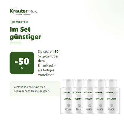 Zitronen Duschgel 5 x 250 ml – Ihr Vorteil: 50 % sparen gegenüber Einzelkauf