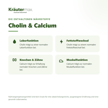 Algen Leber Komplex+ Kapseln – mit Cholin (normale Leberfunktion) & Calcium (Knochen, Muskeln)