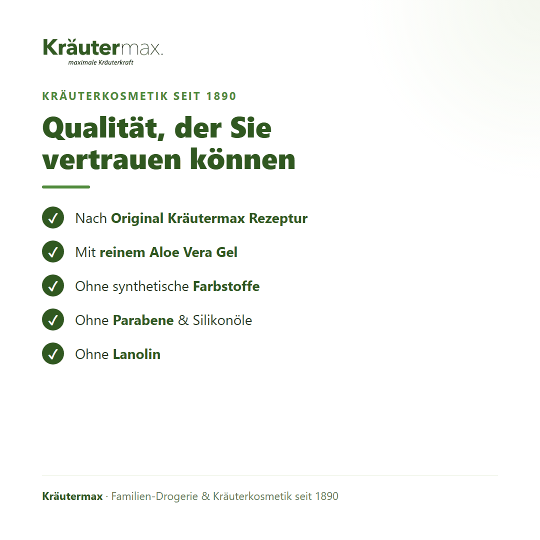Aloe Vera Bodycream – Qualität: nach Original Kräutermax Rezeptur, ohne Parabene, Silikonöle und Lanolin