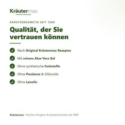 Aloe Vera Bodycream – Qualität: nach Original Kräutermax Rezeptur, ohne Parabene, Silikonöle und Lanolin