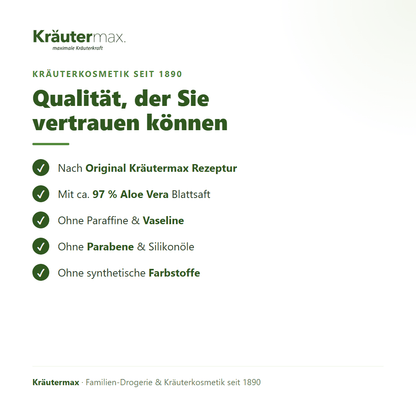 Aloe Vera Gel – Qualität: nach Original Kräutermax Rezeptur, ohne Parabene und Silikonöle