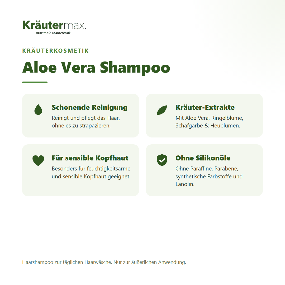 Aloe Vera Shampoo 250 ml von Kräutermax – Überblick: schonende Reinigung mit Kräuterextrakten