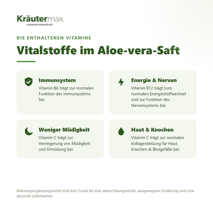 Aloevera Saft – mit Vitamin C, B6, B12 & Biotin für Immunsystem, Energie & Haut