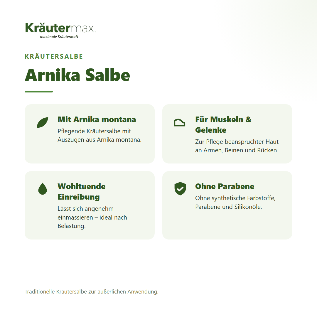 Arnika Salbe von Kräutermax – Überblick: traditionelle Kräutersalbe