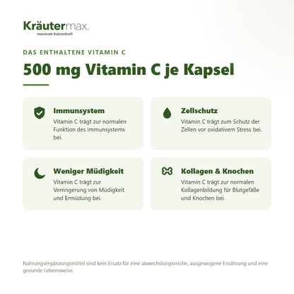 Astaxanthin Kapseln mit Vitamin C – 500 mg Vitamin C je Kapsel für Immunsystem, Zellschutz und weniger Müdigkeit | Kräutermax
