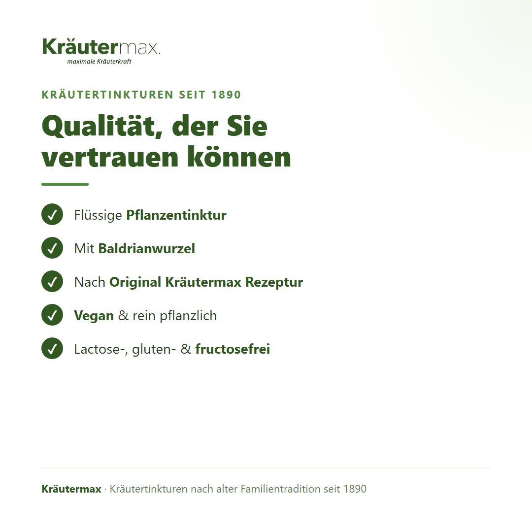 Baldrian Tropfen – Qualität: nach Original Kräutermax Rezeptur, vegan, ohne Farbstoffe