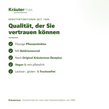 Baldrian Tropfen – Qualität: nach Original Kräutermax Rezeptur, vegan, ohne Farbstoffe