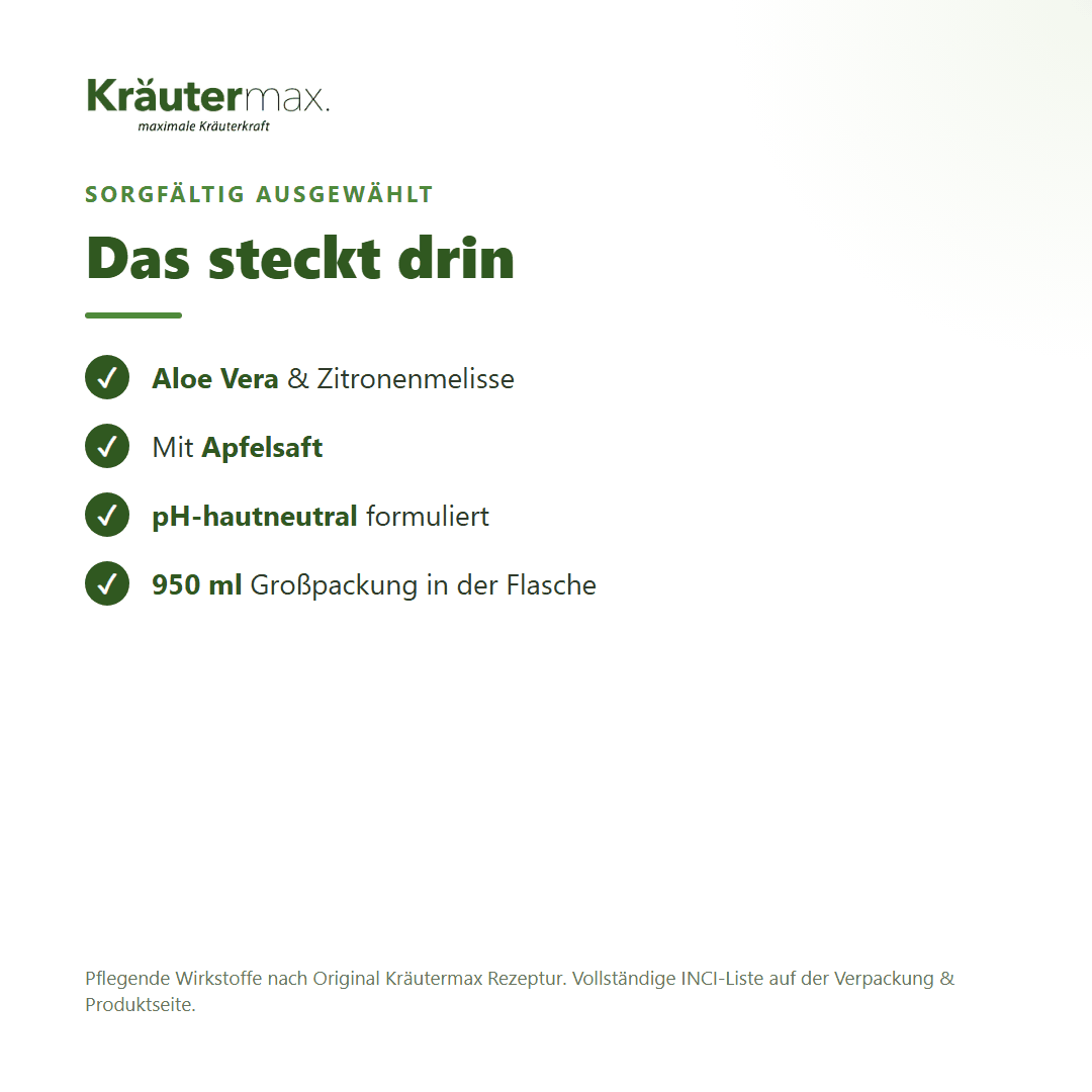 Basic Duschgel pH neutral – Inhaltsstoffe: Aloe Vera, Zitronenmelisse, Apfelsaft, 950 ml Flasche