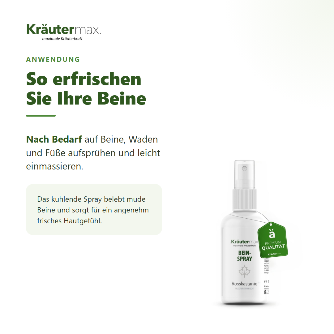Beinspray Rosskastanie – Anwendung auf die gewünschten Körperpartien