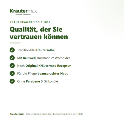 Beinwell Salbe – Qualität: nach Original Kräutermax Rezeptur, ohne Parabene und Silikonöle