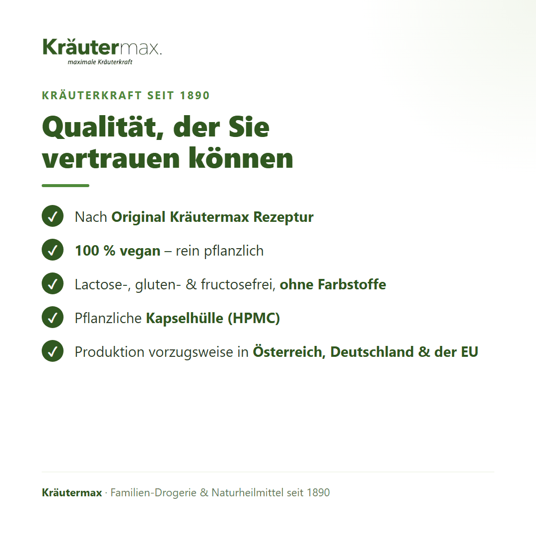 Bitterkräuter Kapseln – Kräutermax Qualität: 100 % vegan, EU-Produktion, seit 1890