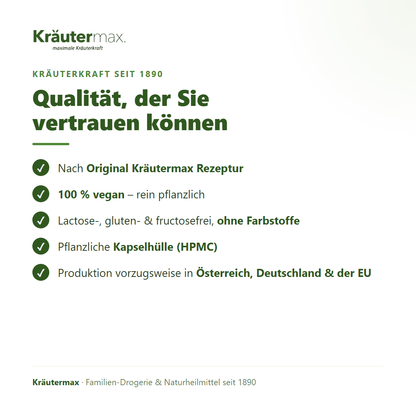Bitterkräuter Kapseln – Kräutermax Qualität: 100 % vegan, EU-Produktion, seit 1890