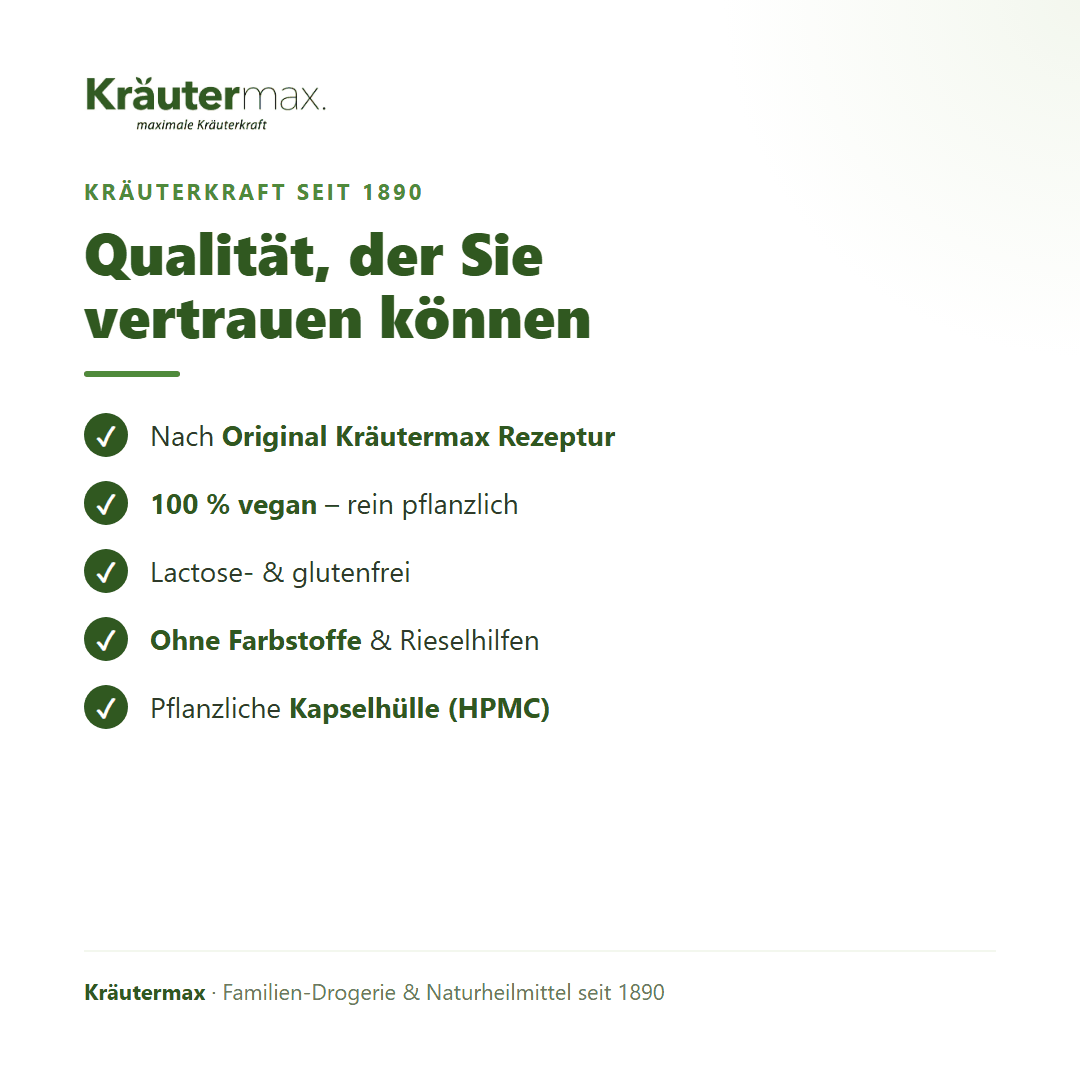Blutbildung Eisen mit Vitamin C Kapseln – 100 % vegan, lactose- und glutenfrei, ohne Farbstoffe, Original Kräutermax Rezeptur | Kräutermax