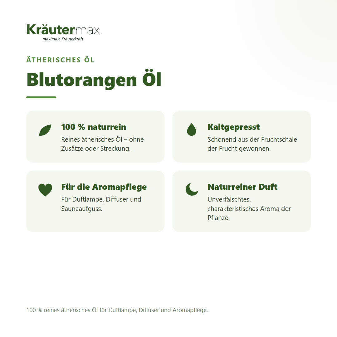 Blutorangen Öl von Kräutermax – Überblick: 100 % reines ätherisches Öl für die Aromapflege